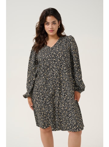 KAFFE curve Kleid KCmalena A-shape in Black/White/Gold Print