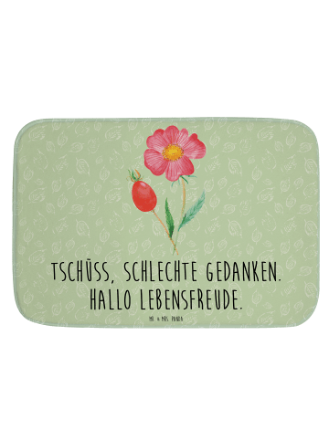 Mr. & Mrs. Panda Badematte Blume Hagebutte mit Spruch in Blattgrün