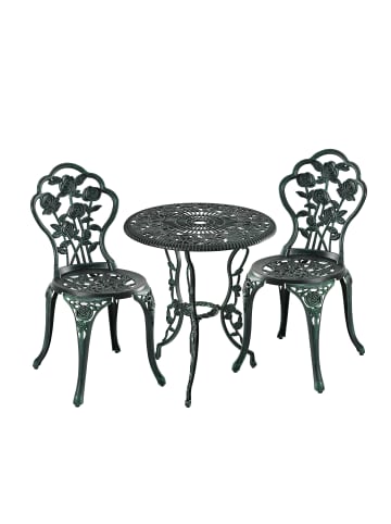 relaxdays 3-tlg. Gartenmöbel Set in Schwarz/ Grün