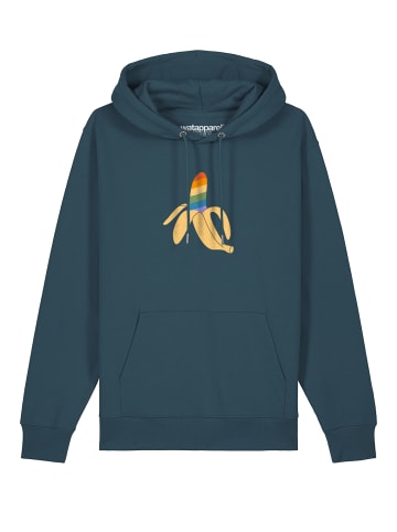 wat? Apparel Sweatshirt Rainbow Banana in Petrol
