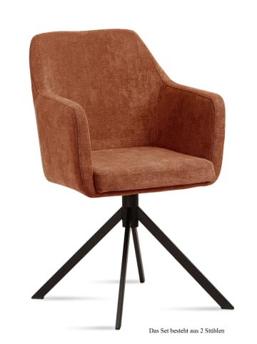 58 aufm Kessel ARMLEHNSTUHL (2er-Set) Dulcy 57x87x60 Schwarz/Cognac