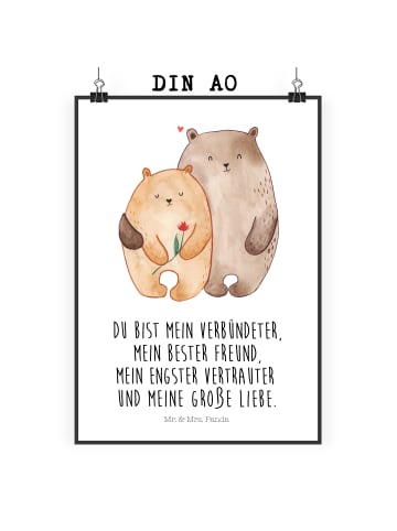 Mr. & Mrs. Panda Poster Bären Liebe mit Spruch in Weiß