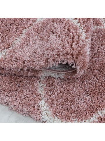 KADIMA DESIGN Teppich Hochflor Shaggy Skandi-Muster Polypropylen Wohnzimmer in Rosa