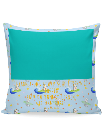 Mr. & Mrs. Panda Kissen 40x40 Pinguin Surfer ohne Spruch in Blau