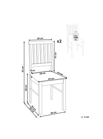 Beliani 2er-Set Esszimmerstuhl ORONO in Braun/Grün