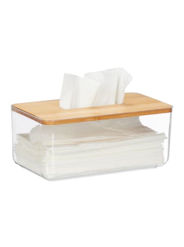 relaxdays Tücherbox in Transparent/ Natur- (B)23,5 x (H)10 x (T)13 cm