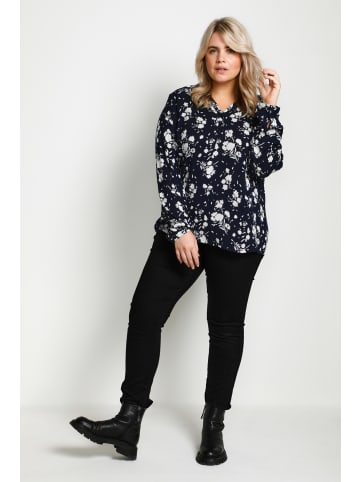 KAFFE curve Langarm-Bluse KCmira in Midnight M. / Chalk Big Flower