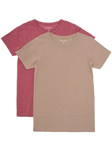Minymo Shirt "Basic 32 T-Shirt SS (2-Pack)" in Braun