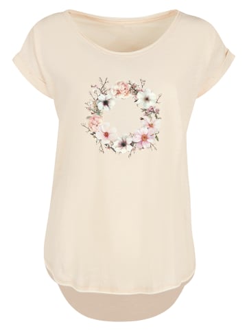 F4NT4STIC Long Cut T-Shirt Rosa Blumenkranz in Whitesand