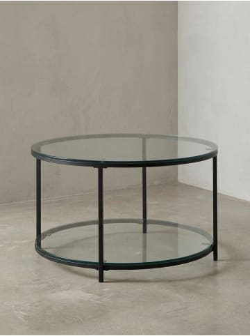KADIMA DESIGN Couchtisch Glas | 80x80cm, Rund, Modern, mit Ablagefach in Transparent