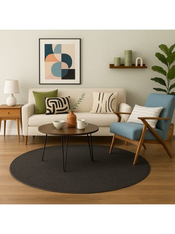Snapstyle Hochflor-Teppich Mona Rund in anthrazit