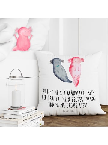 Mr. & Mrs. Panda Kissen Axolotl Freundin mit Spruch in Weiß