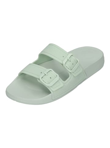 fitflop Pantoletten IQUSHION TWO-BAR BUCKLE SLIDES in grün