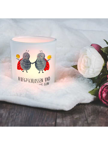 Mr. & Mrs. Panda Kerzenglas Sternzeichen Zwilling mit Spruch in Transparent