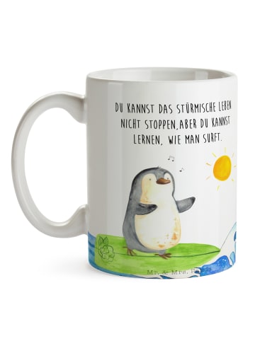 Mr. & Mrs. Panda Coffee Mug Pinguin Surfer mit Spruch in Weiß
