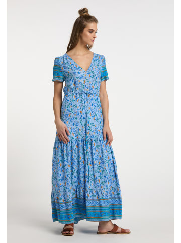 usha FESTIVAL Damen Maxikleid Mit Blumenprint in Hellblau Mehrfarbig