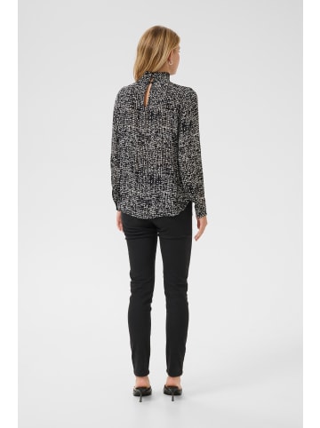 Kaffe Langarm-Bluse KAamber in Black/Turtledove Graphic Dot
