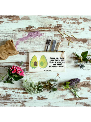 Mr. & Mrs. Panda Waschbeutel Avocado Pärchen mit Spruch in Weiß