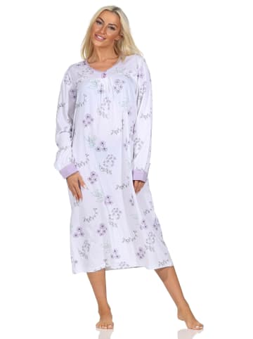 NORMANN Langarm Nachthemd klassische Design Knopfleiste am Hals - 87404 in flieder