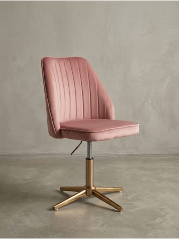 KADIMA DESIGN Samt Drehstuhl, höhenverstellbar, 360° drehbar, 120 kg Belastung in Rosa