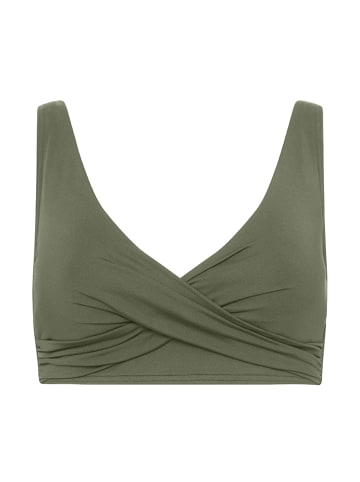 Sea Level Essentials Cross Front Multifit Bra Top in KHAKI