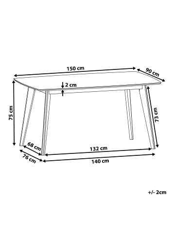 Beliani Esszimmertisch IRIS in Braun - (W) 90 x (H) 75 x (L) 150 cm