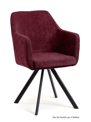 58 aufm Kessel ARMLEHNSTUHL (6er-Set) Debee 57x87x60 Schwarz/Marsala