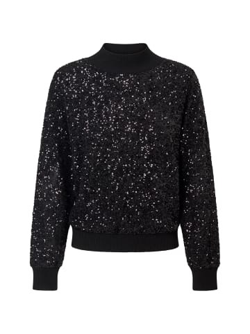 CASH-MERE.CH Rundhals Pullover mit Pailletten in Schwarz