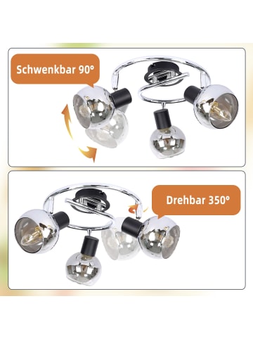 ZMH Deckenleuchte in Rauchgrau 3-flammige E14 Glas Modern