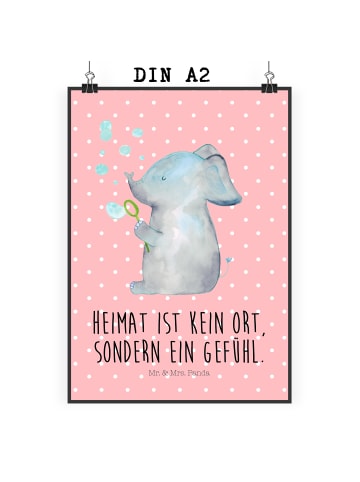 Mr. & Mrs. Panda Bild Elefant Seifenblasen mit Spruch in Rot Pastell