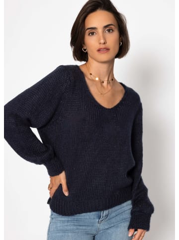 SASSYCLASSY Pullover mit V-Ausschnitt in Dunkelblau