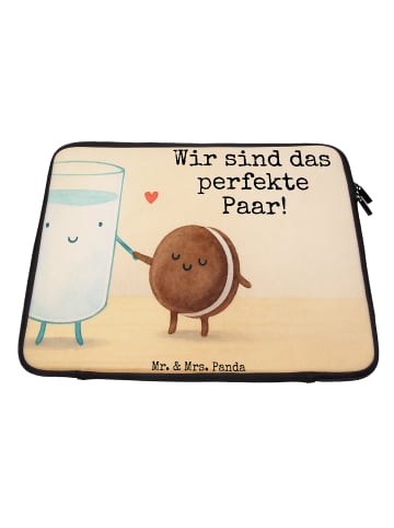 Mr. & Mrs. Panda Laptop Tasche Milch Keks Design mit Spruch in Weiß