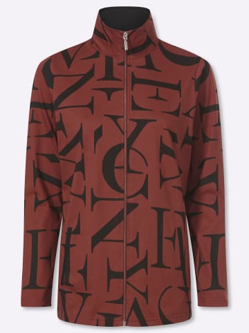 Sieh an! Shirtjacke in rotbraun-schwarz-bedruckt