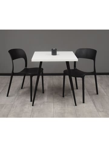58 aufm Kessel BISTROTISCH Ekaterina 70x70x75 schwarz matt/weiß matt lack