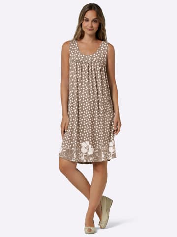 Sieh an! Jersey-Kleid in taupe-weiß-bedruckt