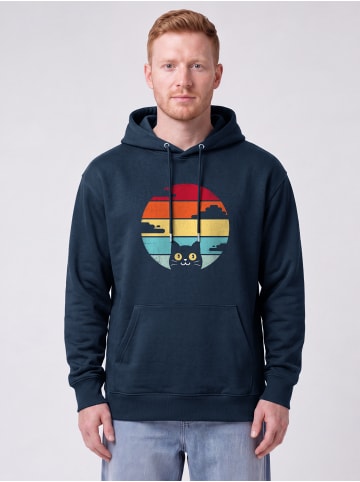 wat? Apparel Sweatshirt Retro Sunset Cat in Dunkelblau
