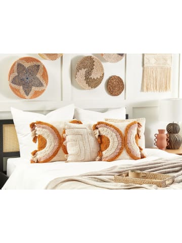 Beliani 2er-Set Dekokissen LABLAB in Bunt/Orange/Beige