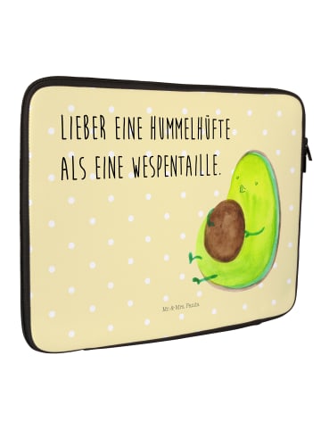 Mr. & Mrs. Panda Laptop Tasche Avocado Pfeifen mit Spruch in Gelb Pastell