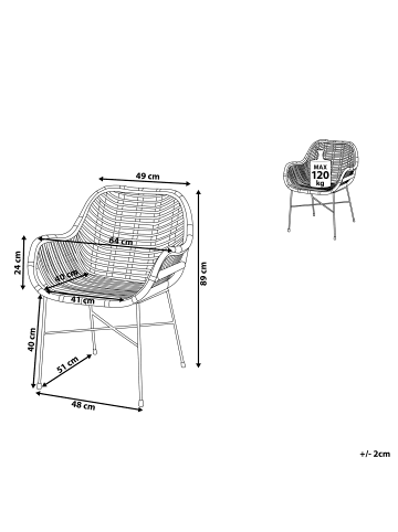 Beliani Esszimmerstuhl CANORA in Braun/Schwarz - (W) 64 x (H) 89 x (L) 51 cm