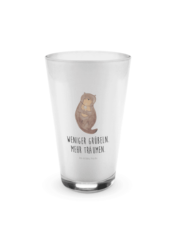 Mr. & Mrs. Panda Latte Macchiato Glas Otter Muschel mit Spruch in Transparent