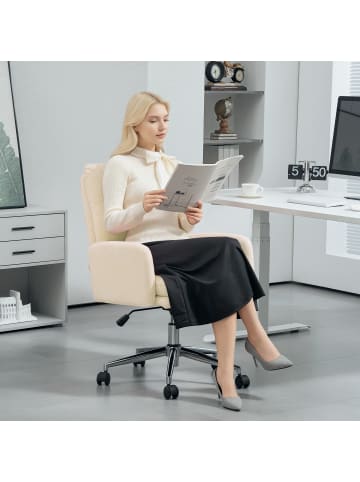 HOMCOM Bürostuhl-67L x 58B x 91-99H cm-Cremeweiß