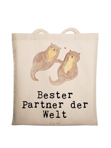 Mr. & Mrs. Panda Tragetasche Otter Bester Partner der Welt mit S... in Creme