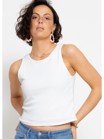 SASSYCLASSY Doppellagiges, geripptes Tank Top in Offwhite