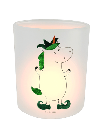 Mr. & Mrs. Panda Glas Windlicht Einhorn Joker ohne Spruch in Transparent