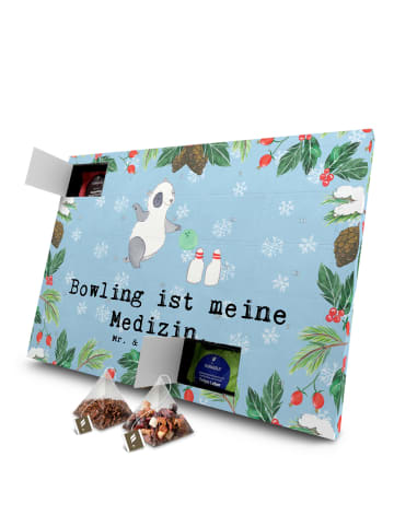 Mr. & Mrs. Panda Adventskalender Panda Bowling mit Spruch in Eisblau