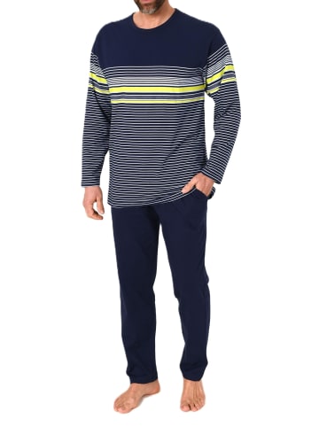 NORMANN Langarm Schlafanzug Pyjama Streifen in grün