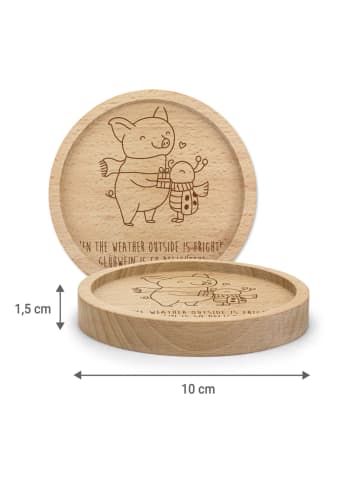 Mr. & Mrs. Panda Holz Untersetzer Glühschwein Smörle mit Spruch in Transparent