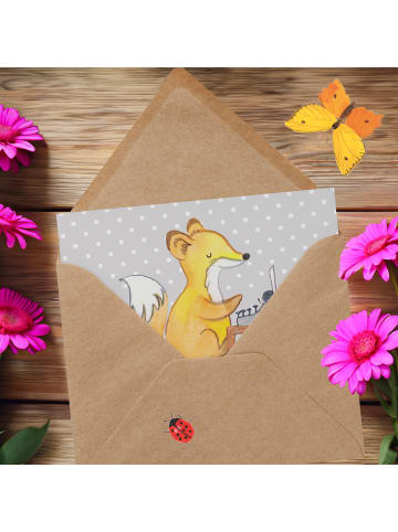 Mr. & Mrs. Panda Einladungskarte Buchhalter Weisheit mit Spruch in Grau Pastell