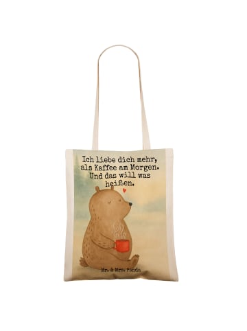 Mr. & Mrs. Panda Beutel Bär Morgenkaffee Design mit Spruch in Weiß