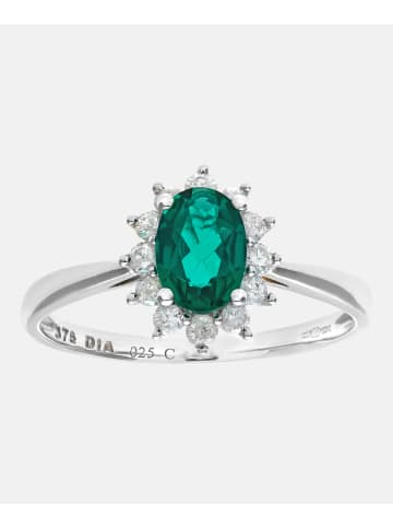 Diamant L'éternel Cluster-Ring aus 375 Weißgold mit Diamant mit Smaragd
